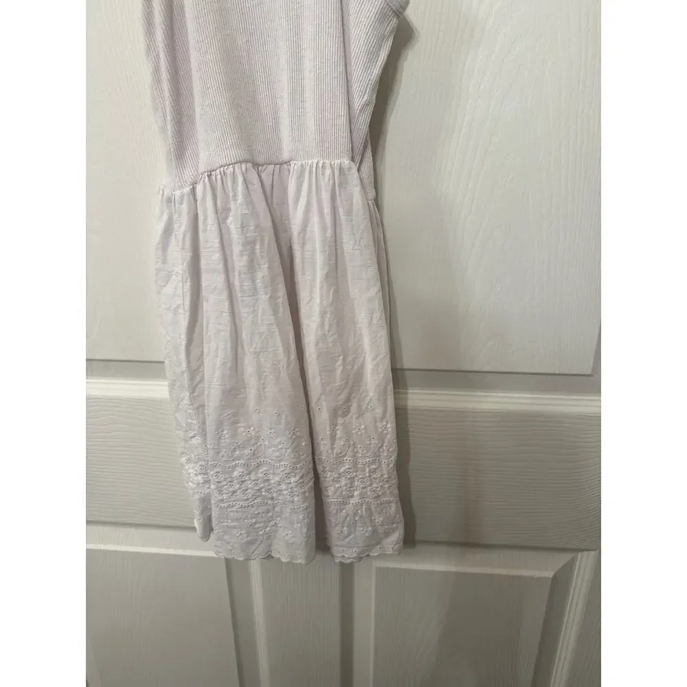 Hanna Andersson Girls' Pure Cotton Eyelet Slip White Tank Dress, M
